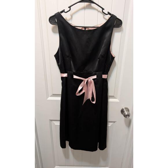 Eliza J Black Pink Fit & Flare Crinoline Cocktail Formal Retro Midi Dress Sz 10 - Picture 1 of 8